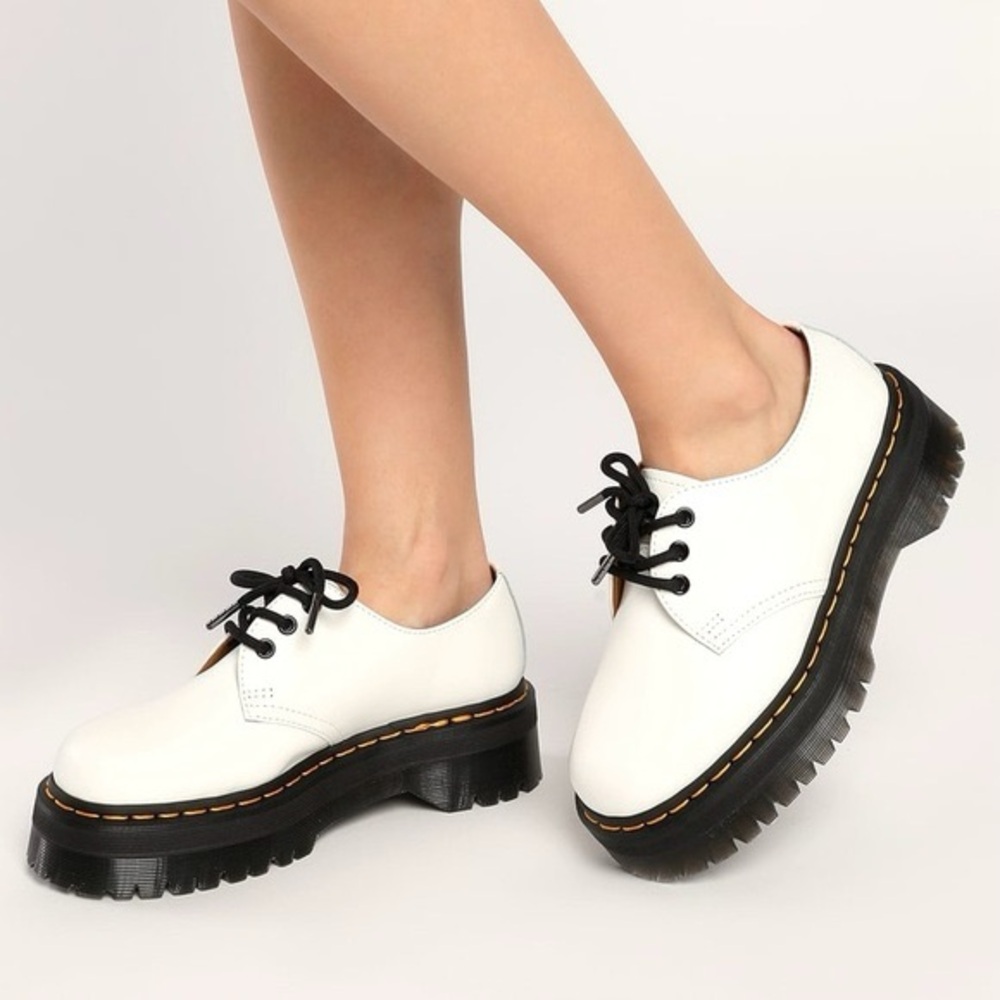 Dr. Martens White Platform Shoes